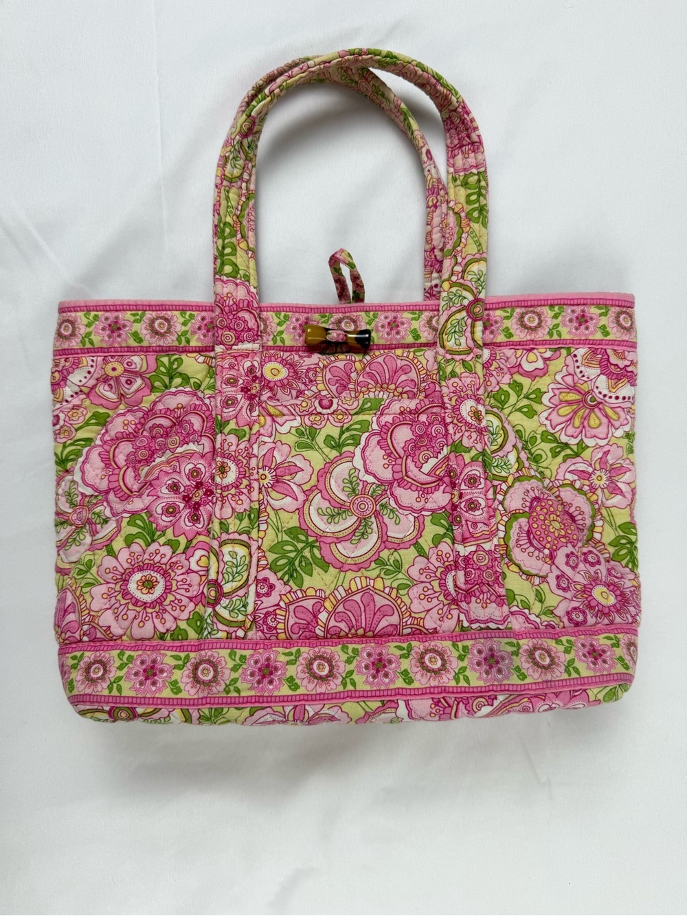 Vera Bradley Petal Pink Vintage Y2K Retired Floral Quilted Tote Bag